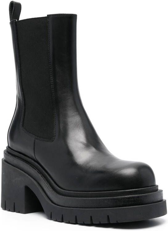 Scarosso Elle platform leather boots Black