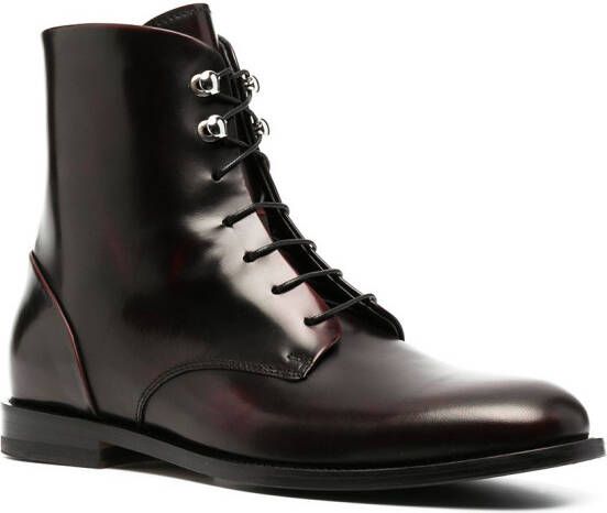 Scarosso Eva lace-up leather boots Red