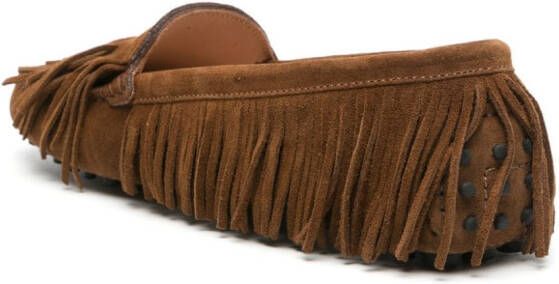 Scarosso fringed suede loafers Brown
