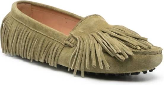 Scarosso fringed suede loafers Green