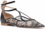 Scarosso Gae floral-lace ballerina shoes Black - Thumbnail 2