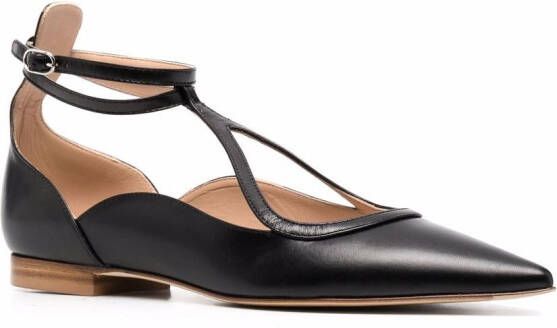 Scarosso Gae pointed ballerina shoes Black