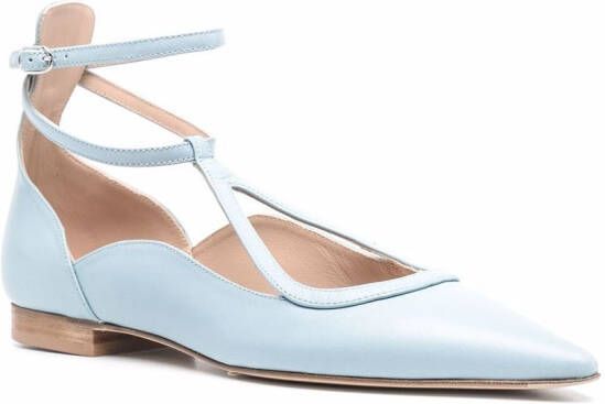 Scarosso Gae pointed ballerina shoes Blue