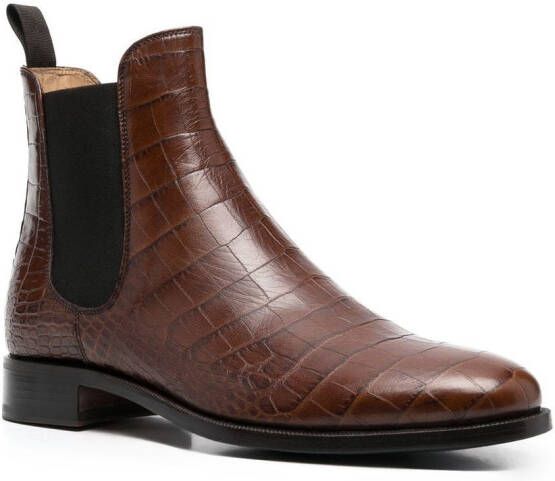 Scarosso Giancarlo crocodile-embossed boots Brown
