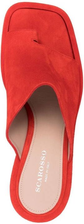 Scarosso Gwen 85mm suede mules Red