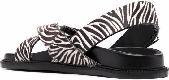 Scarosso Hailey zebra-print sandals Black