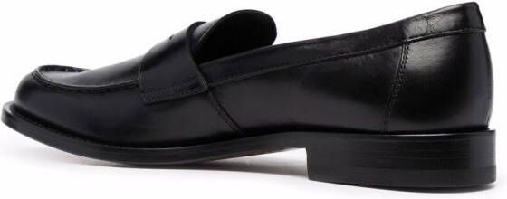 Scarosso Harper leather penny loafers Black