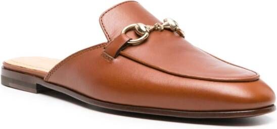 Scarosso horsebit-detail leather mules Brown