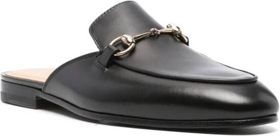 Scarosso horsebit-detail leather slippers Black