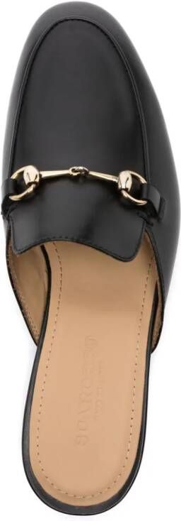 Scarosso horsebit-detail leather slippers Black