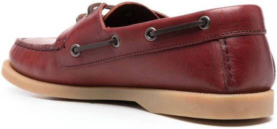 Scarosso Joan leather boat shoes Red