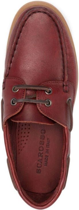 Scarosso Joan leather boat shoes Red