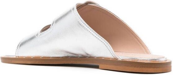 Scarosso Karen metallic slide sandals Grey