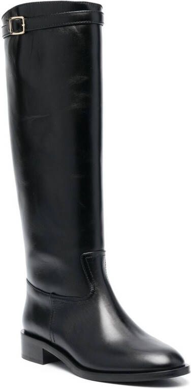 Scarosso knee-high leather boots Black