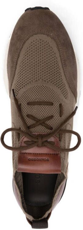 Scarosso knitted-upper leather sneakers Brown