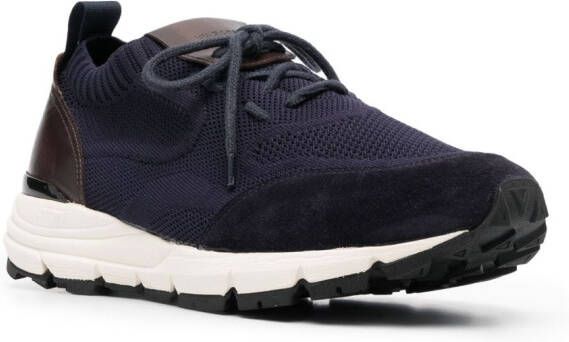 Scarosso knitted-upper suede sneakers Blue