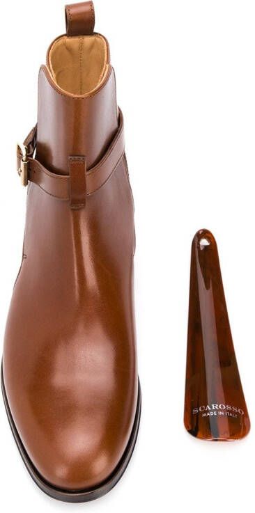 Scarosso Lara buckled ankle boots Brown