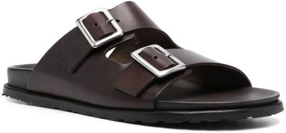 Scarosso leather buckle sandals Brown