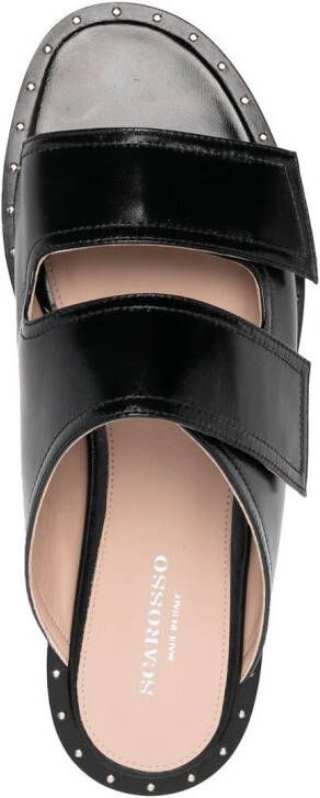 Scarosso leather cut-out sandals Black