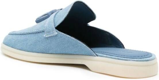 Scarosso Lucrezia tassel-detail denim slippers Blue