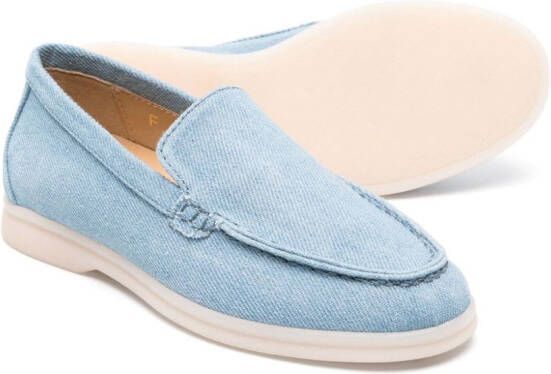 Scarosso Ludovica washed denim loafers Blue