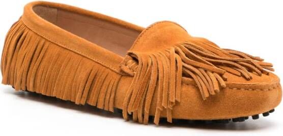 Scarosso Maya fringed suede loafers Orange