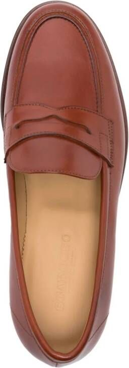 Scarosso penny-slot leather loafers Brown