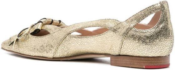 Scarosso pointed toe ballerina pumps Gold