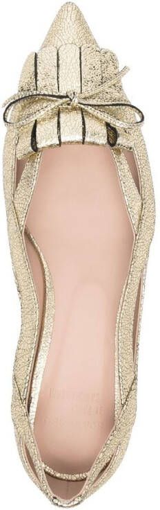 Scarosso pointed toe ballerina pumps Gold