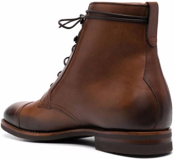 Scarosso shearling-lined lace-up leather boots Brown