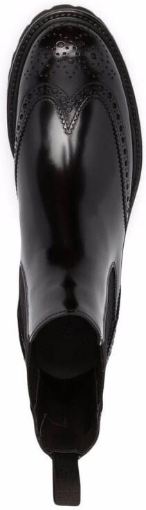 Scarosso slip-on leather brogue boots Brown
