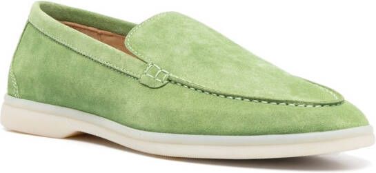 Scarosso stitched-edge suede loafers Green