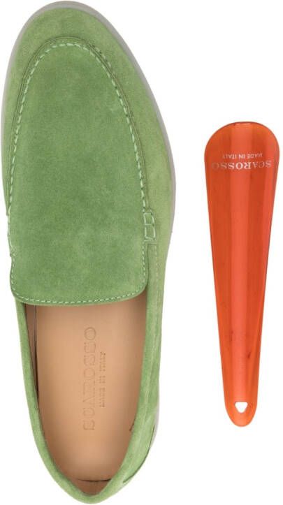 Scarosso stitched-edge suede loafers Green