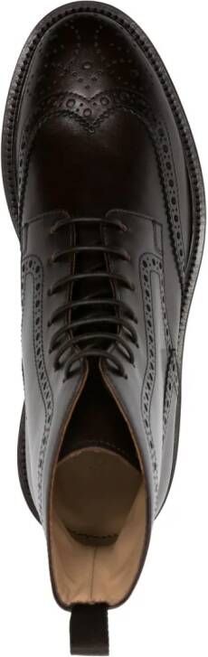 Scarosso Thomas perforated-detailing leather boots Black