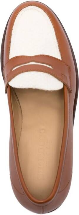 Scarosso two-tone leather loafers Brown