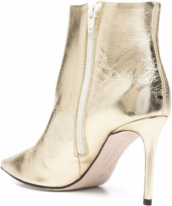 Scarosso x Brian Atwood Anya metallic-effect ankle boots Gold