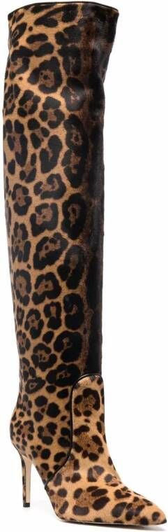 Scarosso x Brian Atwood Carra leopard-print boots Brown