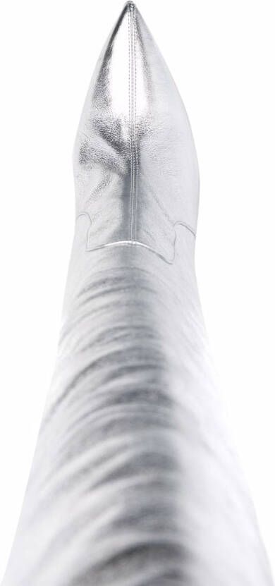 Scarosso x Brian Atwood Carra metallic-effect boots Grey
