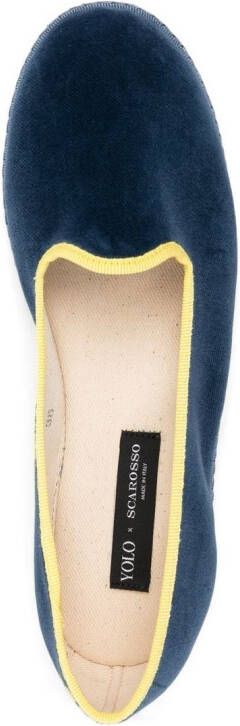 Scarosso x YOLO Seaside velvet slippers Blue