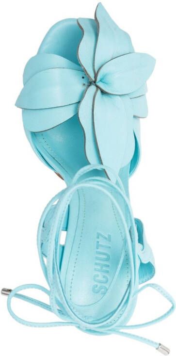Schutz 110mm floral-appliqué leather sandals Blue