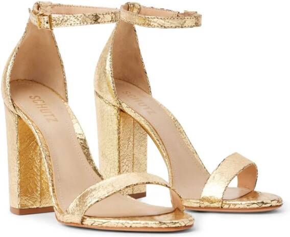 Schutz 110mm metallic-finish leather sandals Gold