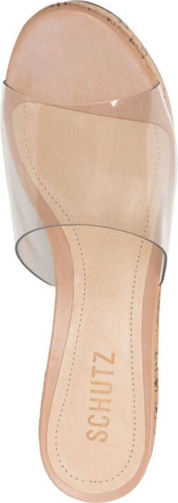 Schutz 115mm transparent-strap wedge sandals Brown