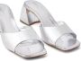 Schutz 64mm square-toe leather sandals Silver - Thumbnail 4