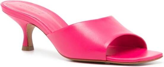 Schutz 70mm square-toe leather mules Pink