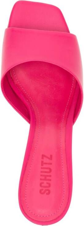 Schutz 70mm square-toe leather mules Pink
