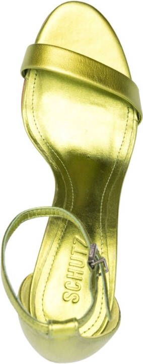 Schutz 80mm metallic-effect leather sandals Green
