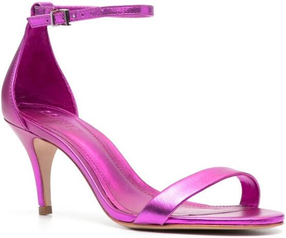 Schutz 80mm metallic-effect leather sandals Pink