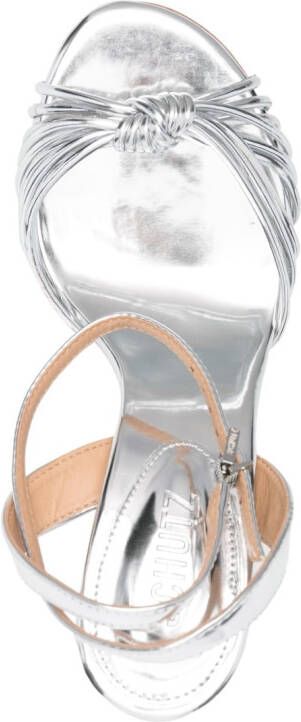 Schutz 95mm knot-detail metallic-effect sandals Silver