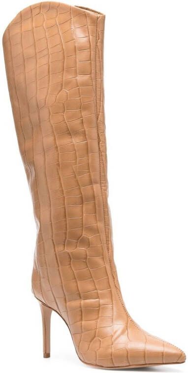Schutz croc-effect stiletto leather boots Brown