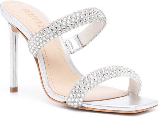 Schutz crystal-embellished leather sandals Silver